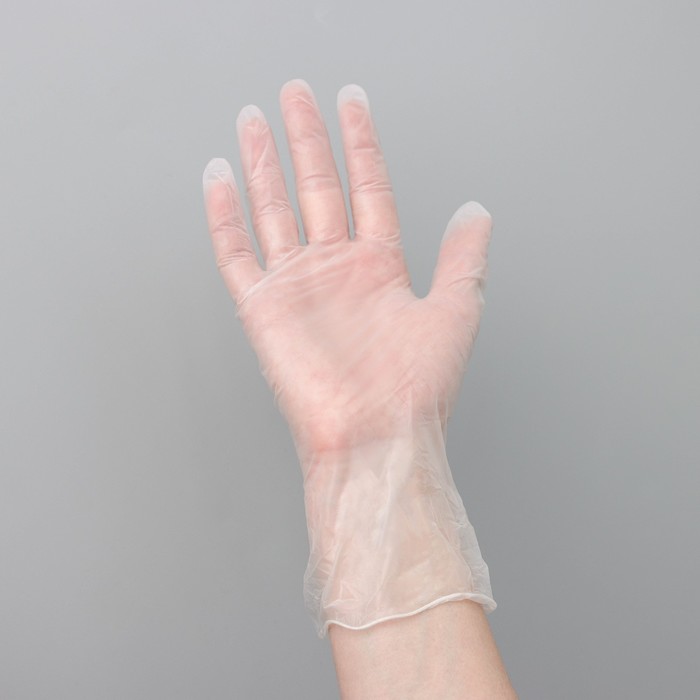 Перчатки A.D.M. виниловые, одноразовые, неопудренные , размер S, 100 шт/уп, 10 г - Фото 1