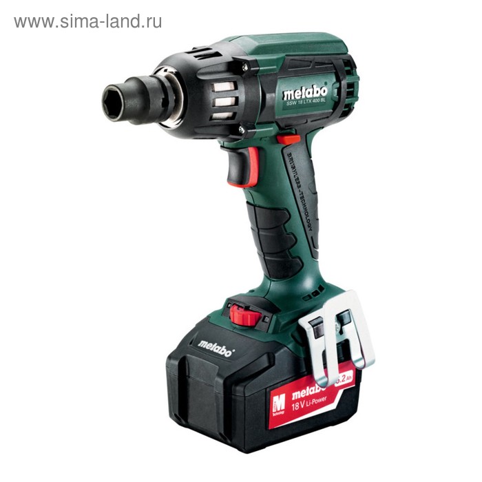 Гайковерт Metabo SSW 18 LTX 400, акк. 18В, 2х5.2Ач, 400Нм, 0-2150 об/мин, 1/2" - Фото 1