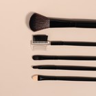 Набор кистей для макияжа, 5 предметов, PVC-чехол, цвет чёрный - Фото 4