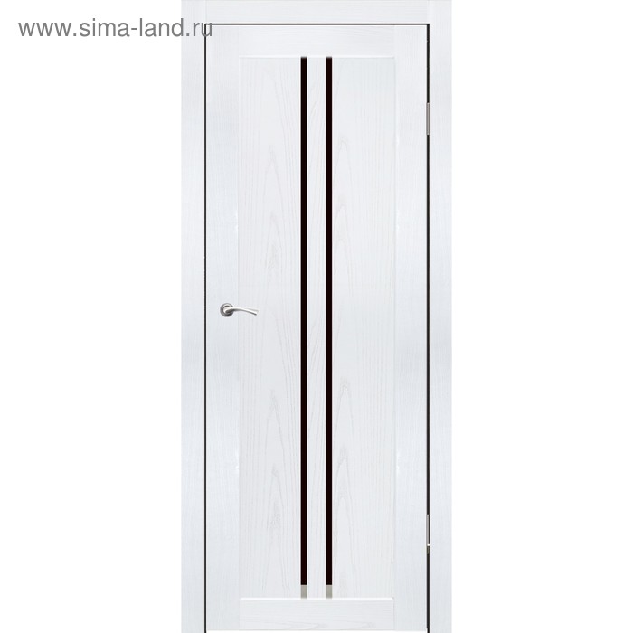 Комплект двери Токио Ясень белый, черный лакобель 2000х600 - Фото 1