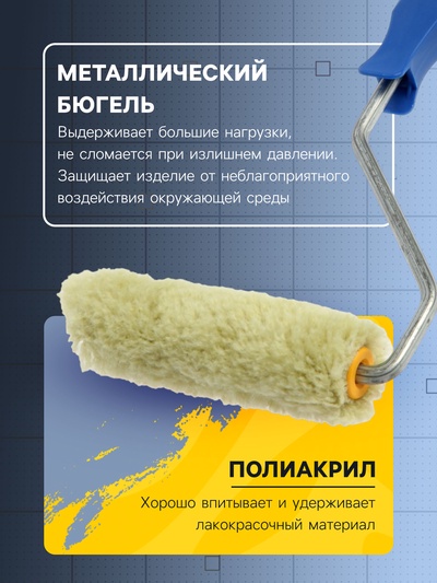 Мини-валик ТУНДРА, полиакрил, 100 мм, рукоятка d=6 мм, d=15 мм, ворс 12 мм, зеленый
