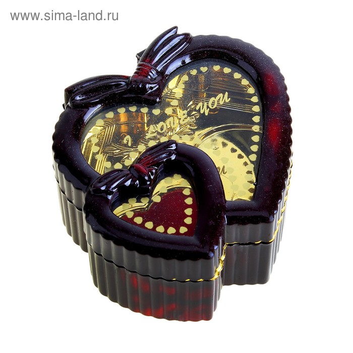 Шкатулка музыкальная "Дуэт из сердец" 7х7,5х3,5 см - Фото 1