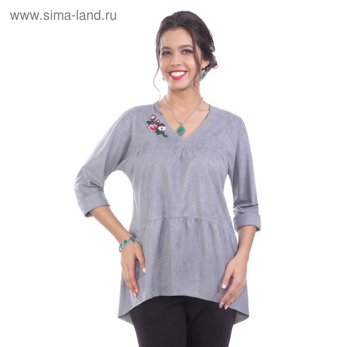 Блуза женская, размер 42, цвет серый - Фото 1