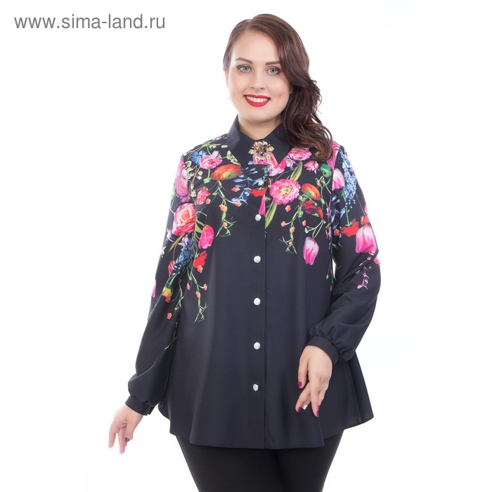 Блуза женская, размер 62, цвет чёрный - Фото 1