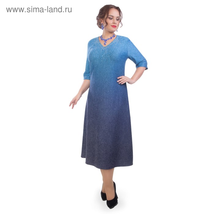 Платье женское, размер 54, цвет синий - Фото 1