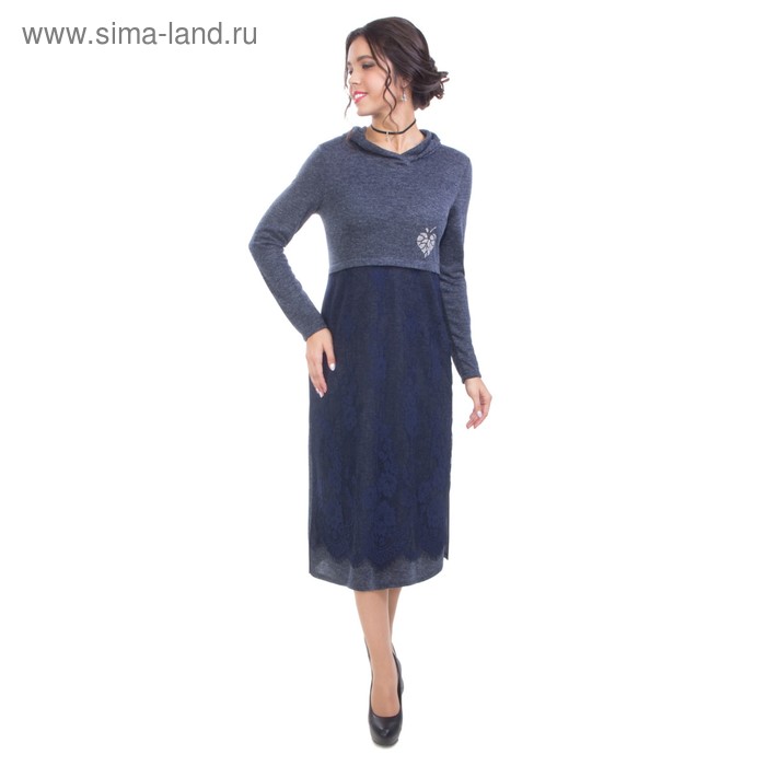 Платье женское, размер 42, цвет синий - Фото 1