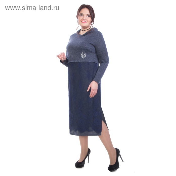 Платье женское, размер 52, цвет синий - Фото 1
