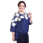 Блуза женская, размер 52, цвет синий - Фото 2