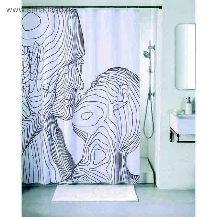 Штора для ванной комнаты 200х180 см black&white - Фото 1