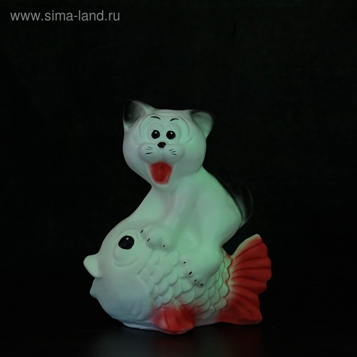 Светящаяся копилка "Кот на рыбке" 28см, МИКС - Фото 1