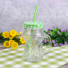 Банка стеклянная с ручкой и крышкой под трубочку Доляна «Лисёнок», цвет МИКС - Фото 4