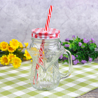 Банка стеклянная с ручкой и крышкой под трубочку Доляна «Лисёнок», цвет МИКС - Фото 5