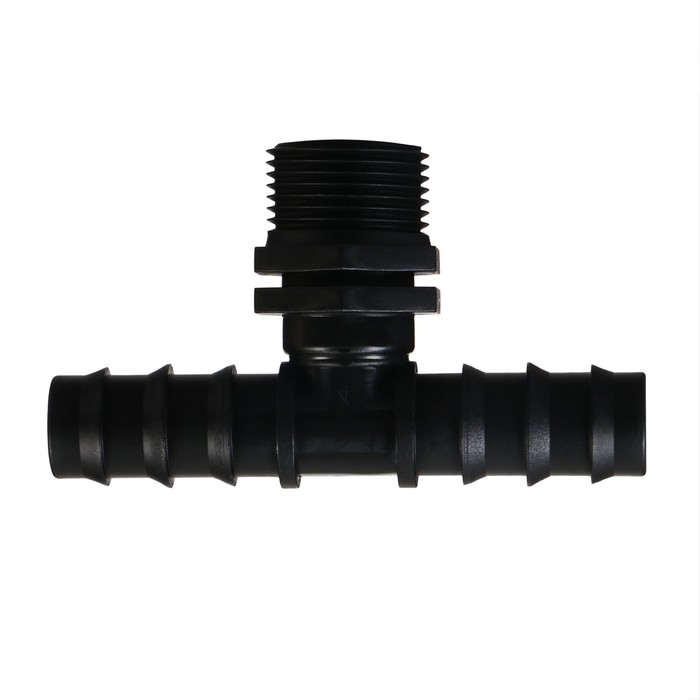 Соединитель Т-образный, наружная резьба 3/4", для шлангов 3/4" (19 мм), пластик - Фото 1