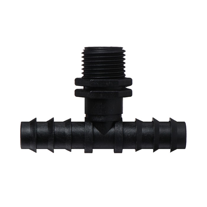 Тройник Т-образный, наружная резьба 1/2", для шлангов 1/2" (12 мм), пластик - Фото 1