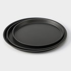 Набор форм для выпечки пиццы Доляна «Жаклин. Пицца», 3 предмета: d=23,5/26/29,5 см, антипригарное покрытие, цвет чёрный - фото 4175938