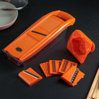 Овощерезка Libra Plast, с 6 насадками, овощедержателем и контейнером, оранжевая - Фото 1