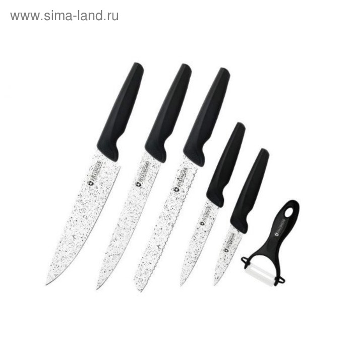 Комплект ножей Zillinger, 6 предметов, чёрные ручки - Фото 1