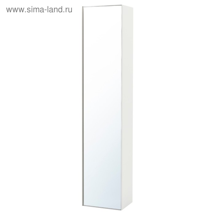 Высокий шкаф с зеркальной дверцей ГОДМОРГОН, глянцевый белый - Фото 1