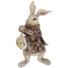 Сувенир полистоун с часами "Белый кролик в камзоле" 25х10х13,5 см - фото 12115955