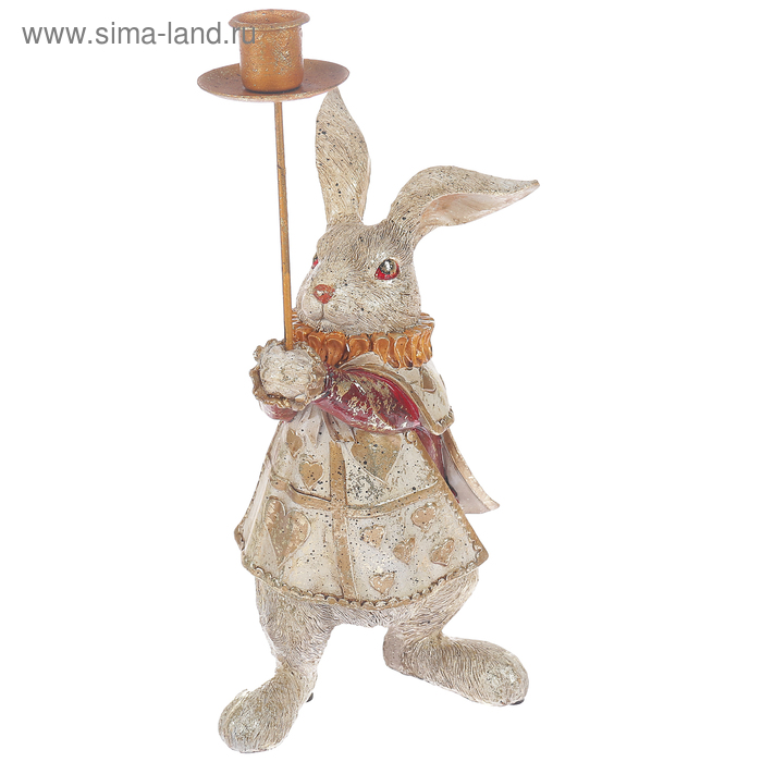 Сувенир полистоун подсвечник "Белый кролик в мантии" 31х10х13,5 см - Фото 1