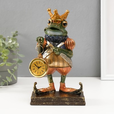 Фигура с часами настольными «Жабий король», полистоун, 25×15.3×8 см