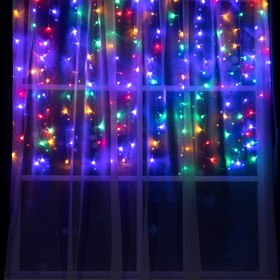 УЦЕНКА Гирлянда «Занавес», 1.5×1 м, IP20, 180 LED, 220 В, 8 режимов, прозрачная нить, свечение мульти 2984911