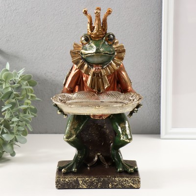 Фигура - подставка для мелочей «Лягушонок дворецкий», полистоун, 27.5×13.5×9 см