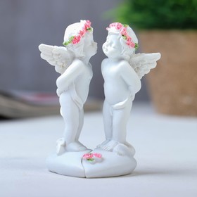 Сувенир полистоун 'Целующиеся ангелочки в розовых веночках' набор из 2 штук 8,3х5х4,8 см