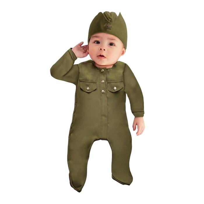 Карнавальный костюм «Солдатик-малышок», ползунки, пилотка, 6-9 месяцев, рост 75 см - Фото 1