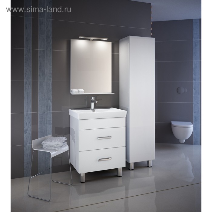 Пенал для ванной комнаты, напольный, белый, 40 см, Custo, IDDIS - Фото 1