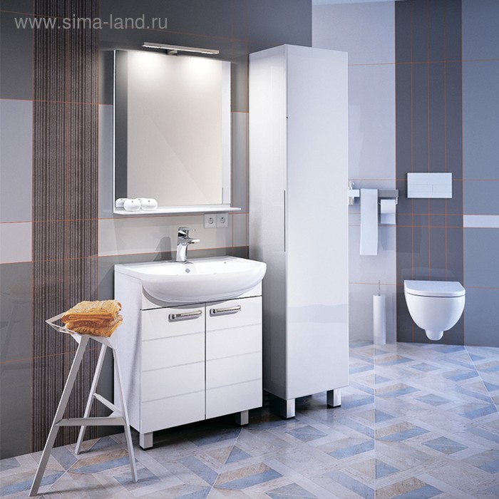 Пенал для ванной комнаты, напольный, белый, 40 см, Harizma, IDDIS - Фото 1