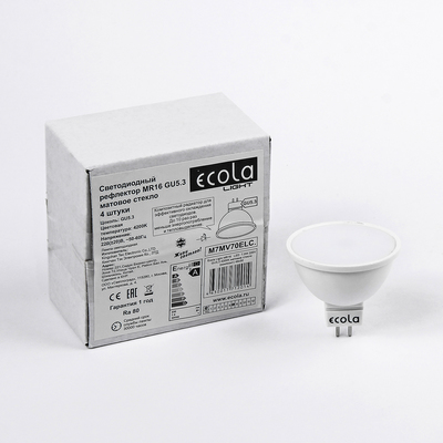 Лампа светодиодная Ecola Light, MR16, 7 Вт, GU5.3, 4200 K, 48x50 мм, матовое стекло