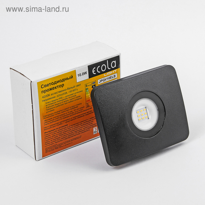 Прожектор светодиодный Ecola Light, 10,0 Вт, 4200K, 220 В, IP65 - Фото 1