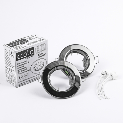 Светильник встраиваемый Ecola Light, DL90, MR16, GU5.3, плоский, черный хром, 30x80, (2 шт)