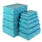 Набор коробок 10в1 "Снежинки на голубом", 36,5 х 26,5 х 12 - 23 х 13 х 3 см - Фото 1