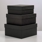 Набор коробок 3 в 1 "Черный крафт", однотонные, 19 х 19 х 9,5 - 15,5 х 15,5 х 6,5 см - Фото 1