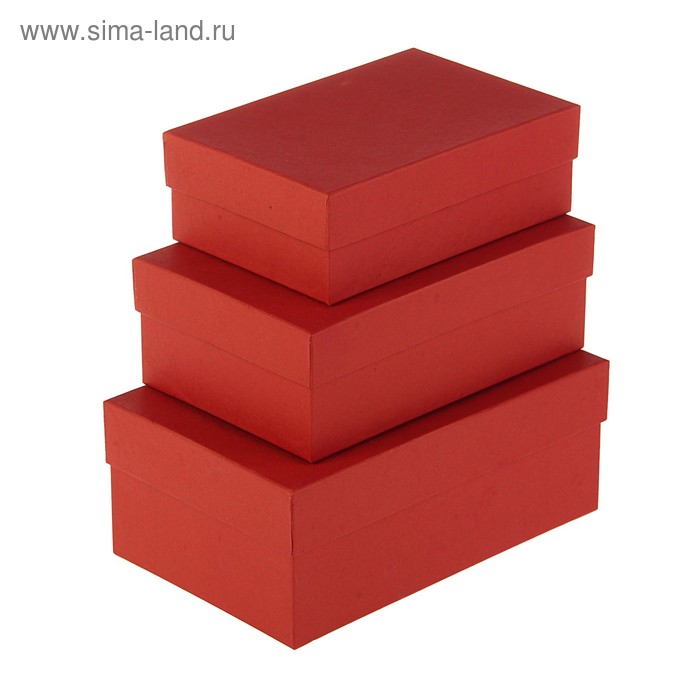Набор коробок 3 в 1 "Красный крафт", 19 х 12 х 7,5 - 15 х 10 х 5 см - Фото 1