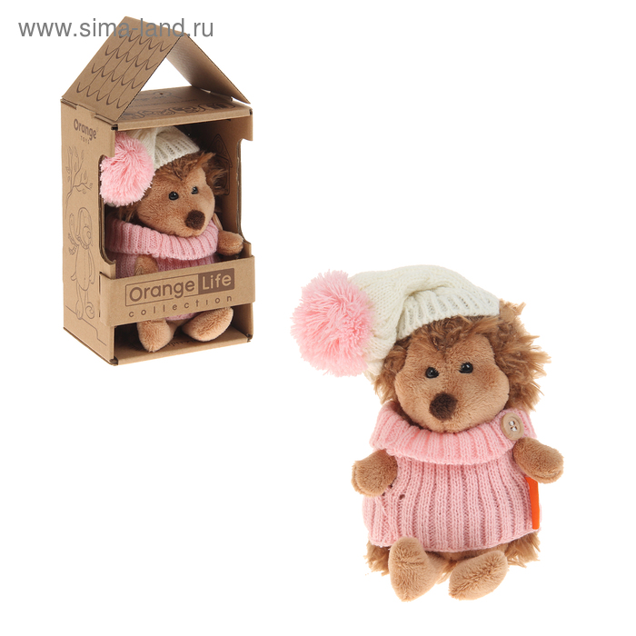Мягкая игрушка «Ежинка Колючка» в шапке с розовым помпоном, 15 см - Фото 1
