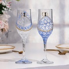 Набор свадебных бокалов "Кольца", бело-голубой - фото 318030588