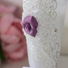 Набор свадебных бокалов "Цветок", с лепниной, с розой и бантом - Фото 2