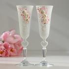 Набор свадебных бокалов "Цветок", с лепниной, бело-розовый - фото 10827554