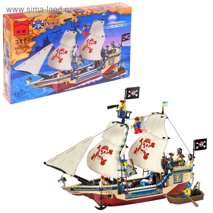 Конструктор Пираты "Пиратский корабль", 487 деталей - Фото 1