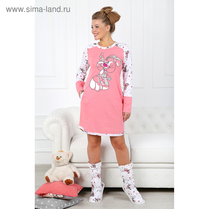 Сорочка женская Кролик-1 цвет розовый, р-р 42 - Фото 1
