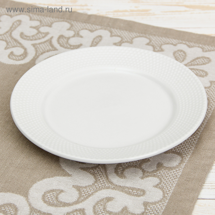 Тарелка фарфоровая десертная Доляна «Этюд», d=19 см, цвет белый - Фото 1