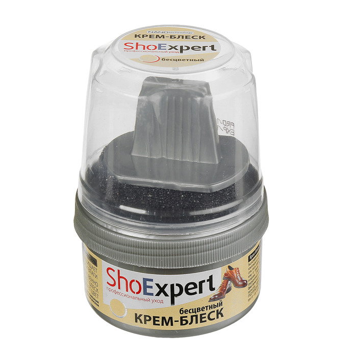 Крем-блеск для обуви SHOExpert, бесцветный, банка с губкой, 60 мл