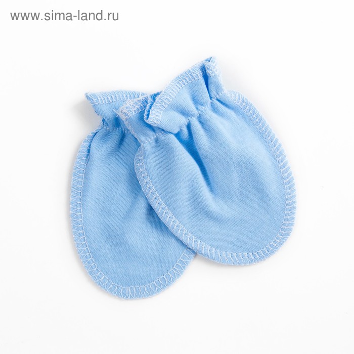Рукавичкии детские, возраст 0-3 месяца,, цвет голубой ц039г1_М - Фото 1