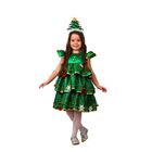 Карнавальный костюм «Ёлочка-малышка», сатин, платье, ободок, размер 30, рост 116 см - фото 8616060