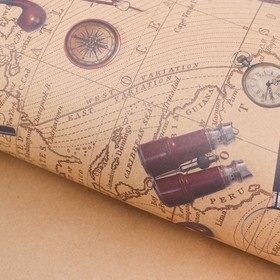 Бумага упаковочная крафтовая «Карта странствий», 50 х 70 см