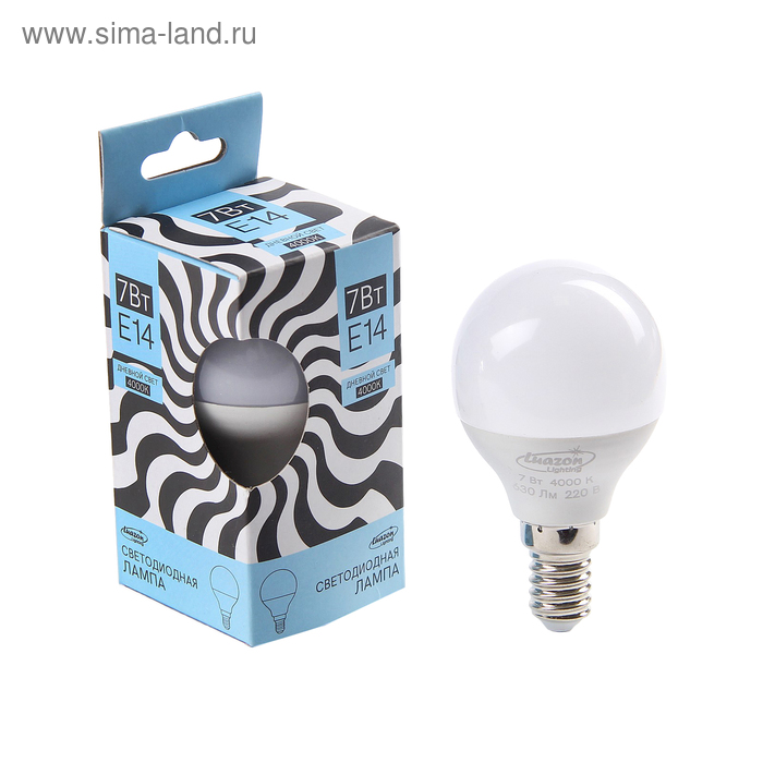 Лампа cветодиодная Luazon Lighting, G45, 7 Вт, Е14, 630 Лм, 4000 К, дневной белый - Фото 1