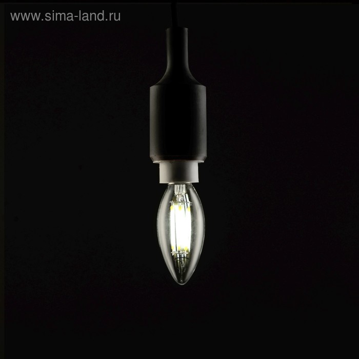 Лампа светодиодная, C37, 6 Вт, E14, 630 Лм, 4200 К, 220-240 В, холодный, прозрачная - Фото 1